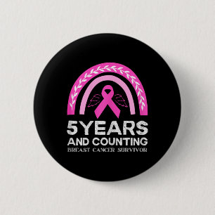 Badge Rond 5 Cm Cancer du sein Survivant Teil 5 ans Cancer Sans Pi