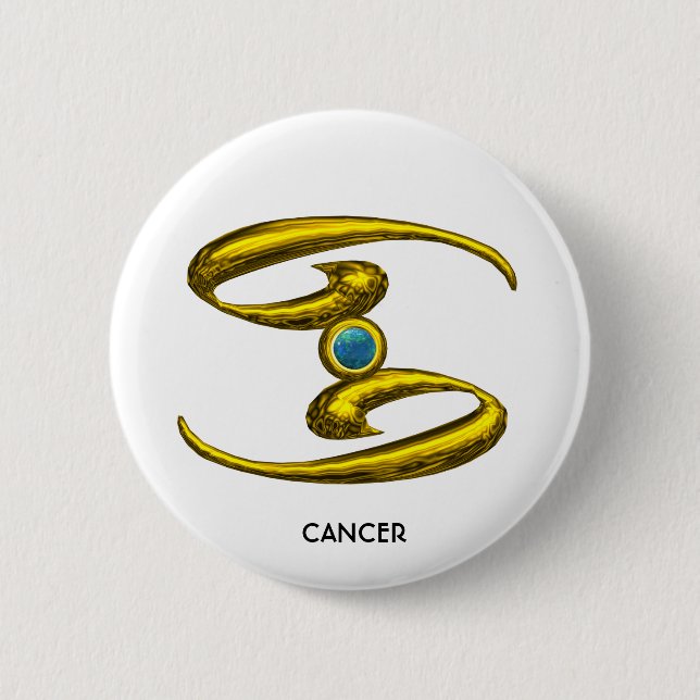 BADGE ROND 5 CM CANCER GOLD ZODIAC BIRTHDAY JEWEL WITH BLUE OPALE (Devant)