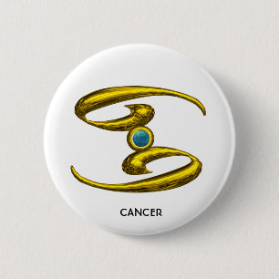 BADGE ROND 5 CM CANCER GOLD ZODIAC BIRTHDAY JEWEL WITH BLUE OPALE