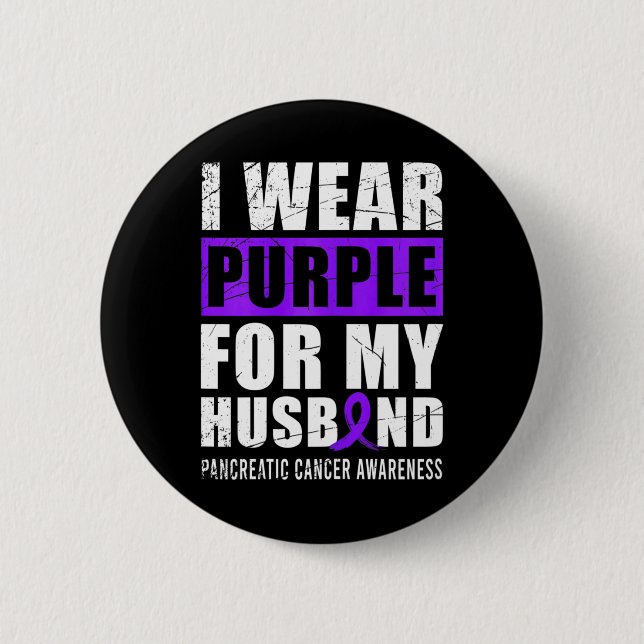 Badge Rond 5 Cm Cancer Guerrier Purple Ruban Pancréatique Cancer A (Devant)