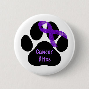 Badge Rond 5 Cm Cancer Mord la Patte du Chien Ruban Violet Lymphom