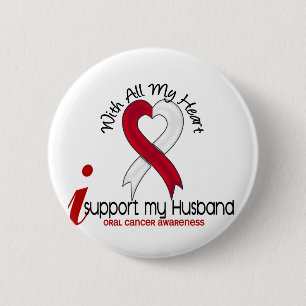 Badge Rond 5 Cm CANCER ORAL je soutiens mon mari