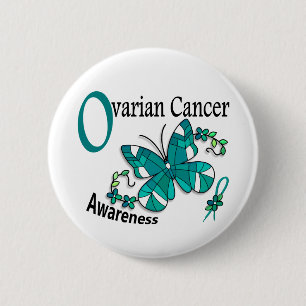 Badge Rond 5 Cm Cancer ovarien du papillon 2 en verre souillé