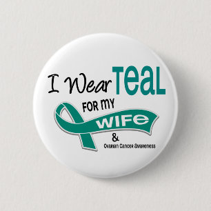 Badge Rond 5 Cm Cancer ovarien JE PORTE TEAL POUR MON ÉPOUSE 42