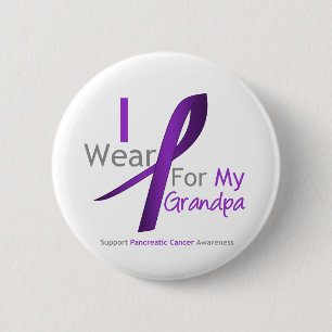 Badge Rond 5 Cm Cancer pancréatique je porte le grand-papa pourpr