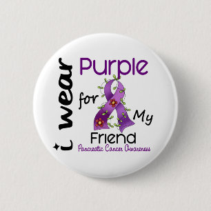 Badge Rond 5 Cm Cancer pancréatique je porte le pourpre pour mon