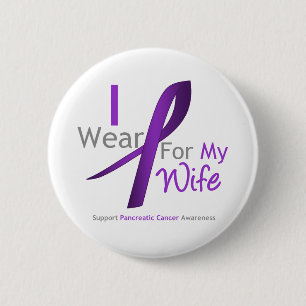 Badge Rond 5 Cm Cancer pancréatique je porte l'épouse pourpre de