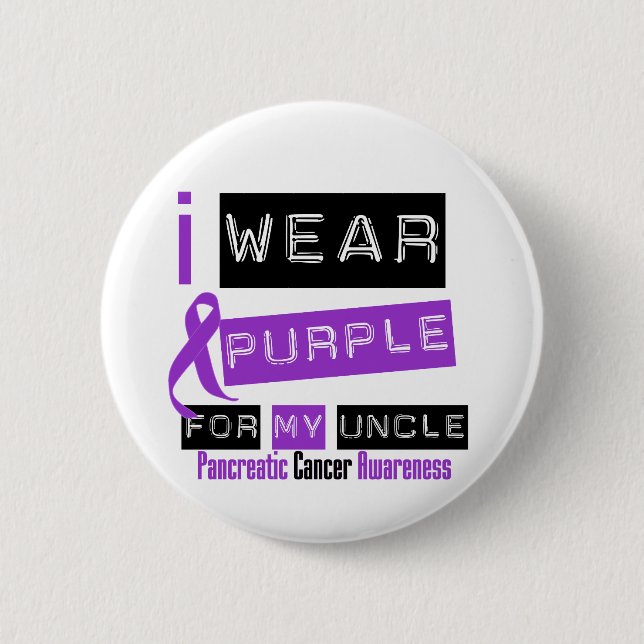 Badge Rond 5 Cm Cancer Pancréatique Ruban Violet Pour Mon Oncle (Devant)