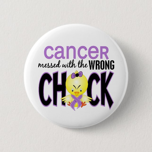 Badge Rond 5 Cm Cancer sali avec le poussin faux (Devant)