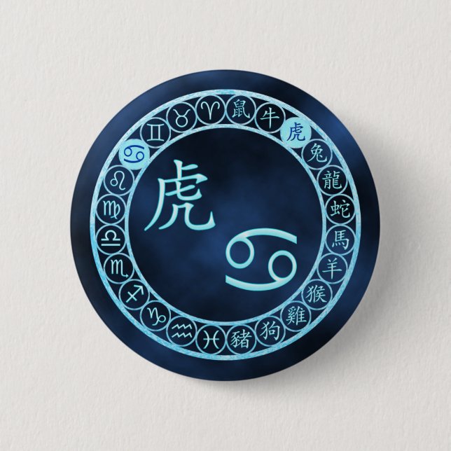 Badge Rond 5 Cm Cancer/Tigre (Devant)