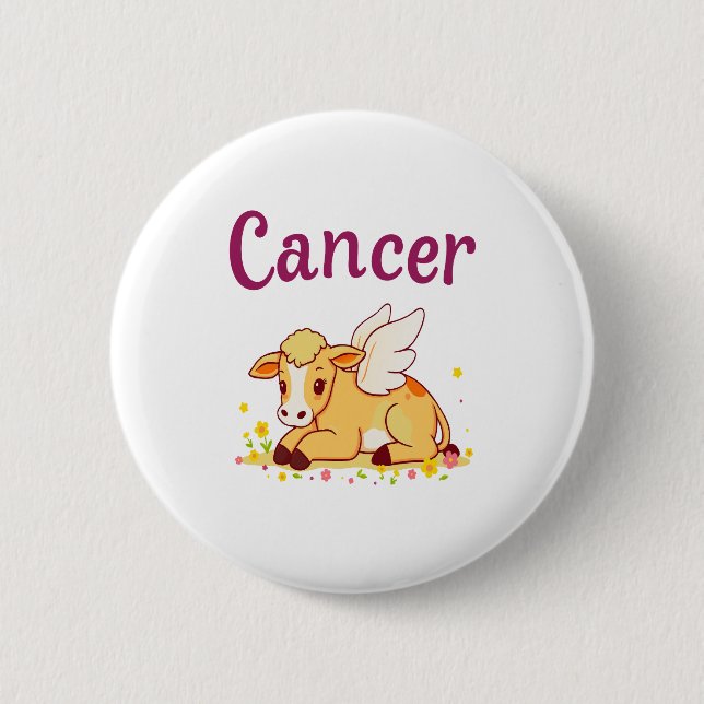 Badge Rond 5 Cm Cancer Zodiac Vache Png, Cancer mignon (Devant)