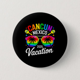 Badge Rond 5 Cm Cancun Mexique 2025 Voyage Voyage Trip Plage Été