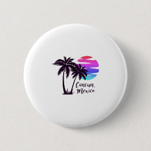 Badge Rond 5 Cm Cancun Mexique Plage Vacances d'Été Palmiers Solei