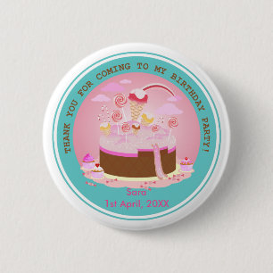 Badge Rond 5 Cm Candy and chocolate cake for birthday party
