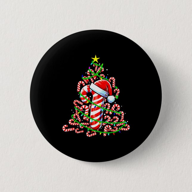 Badge Rond 5 Cm Candy Cane Christmas Tree Lights Santa  (Devant)