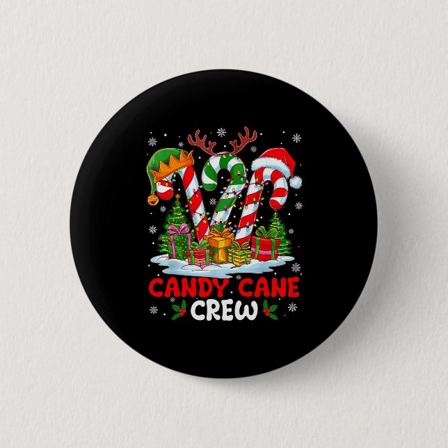 Badge Rond 5 Cm Candy Cane Crew Christmas Xmas Love Candy Boys Gir (Devant)