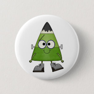 Badge Rond 5 Cm Candy Corn Frankenstein Halloween