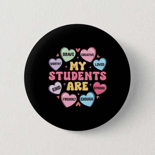 Badge Rond 5 Cm Candy de la Saint-Valentin pour l'enseignant Affir (Devant)