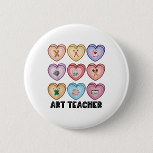 Badge Rond 5 Cm Candy Valentines Jour Art Professeur Coeurs Peintu
