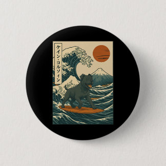 Badge Rond 5 Cm Cane Corso Surfing Japanese Wave 