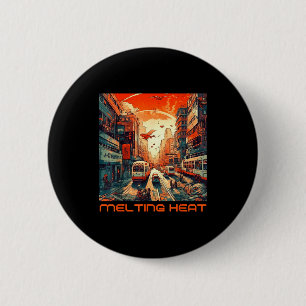 Badge Rond 5 Cm Canicule urbaine _ ville futuriste &
