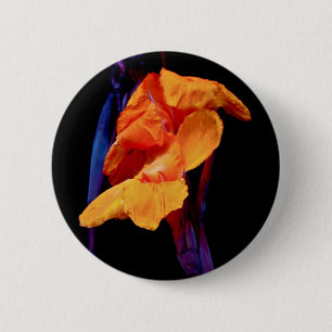 Badge Rond 5 Cm Canna Lys sur noir avec bleu