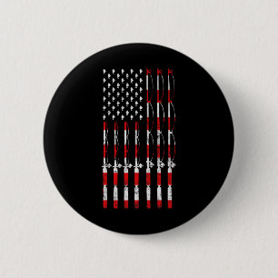 Badge Rond 5 Cm Canne à pêche américaine drapeau Usa patriotique p