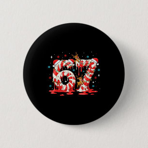 Badge Rond 5 Cm Canne de Noël 67 Mème Six Sept Drôle Garçons 