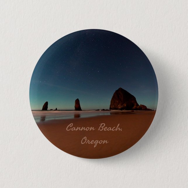 Badge Rond 5 Cm Cannon Beach Oregon Haystack Rock (Devant)