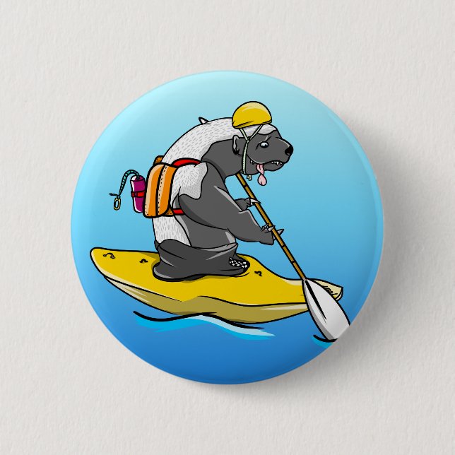 Badge Rond 5 Cm Canoë-kayak sur une rivière (Devant)