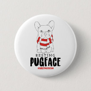 Badge Rond 5 Cm Canons de Noël Chiens de Père Noël Chiens de repos