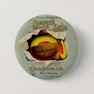 Badge Rond 5 Cm Cantaloupe Semences Publicité Art Antique