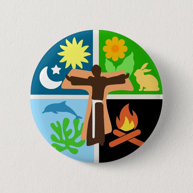 Badge Rond 5 Cm Cantique de la Création Épinglette Petite (Devant)