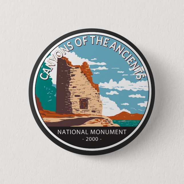 Badge Rond 5 Cm Canyons des Anciens Monument National Cercle (Devant)