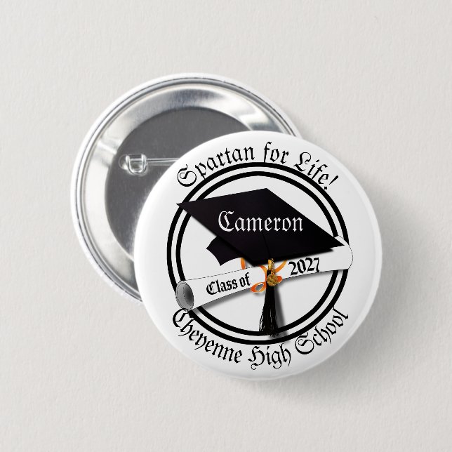 Badge Rond 5 Cm Cap Diploma Class of 2027 Graduation (Devant & derrière)