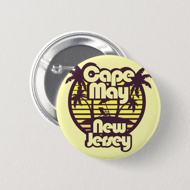 Badge Rond 5 Cm Cape May, New Jersey (Devant & derrière)