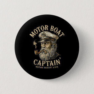 Badge Rond 5 Cm Capitaine de bateau à moteur drôle de bateau ponto