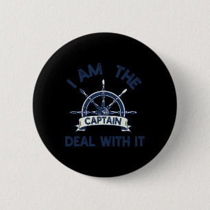 Badge Rond 5 Cm Capitaine de bateau hommes femmes drôle voile bate