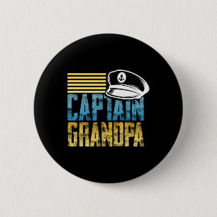 Badge Rond 5 Cm Capitaine Grandpa - Capitaine de voile Casquette -