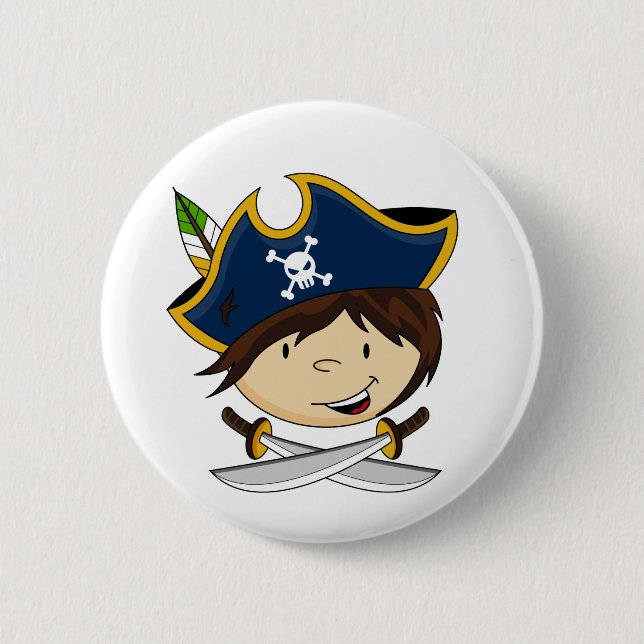 Badge Rond 5 Cm Capitaine mignon Button de pirate (Devant)