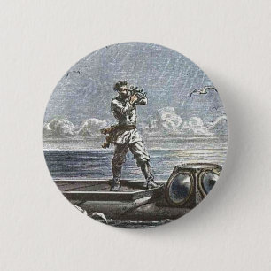 Badge Rond 5 Cm Capitaine Nemo Verne 20 000 lieues Sci Fi Art