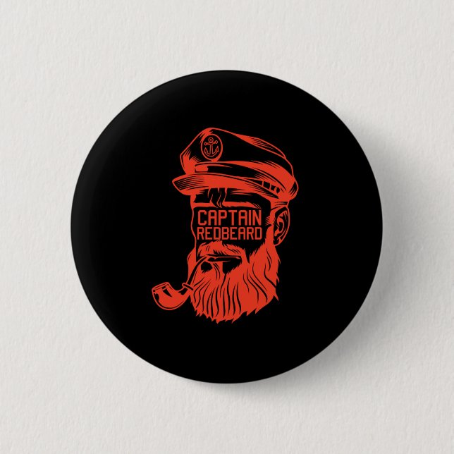 Badge Rond 5 Cm Capitaine Redhead Red Beard Ginger Beard Red Hair  (Devant)
