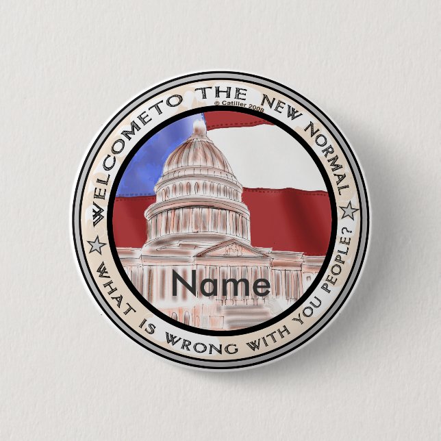 Badge Rond 5 Cm Capitol New Normal Politique (Devant)