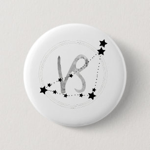 Badge Rond 5 Cm Capricorn black and silver zodiac constellation