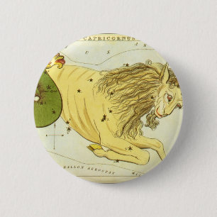 Badge Rond 5 Cm Capricorne Constellation Vintage, Miroir d'Urania