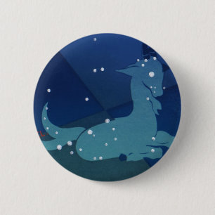 Badge Rond 5 Cm Capricorne Constellation, Zodiaque Vintage, Astrol