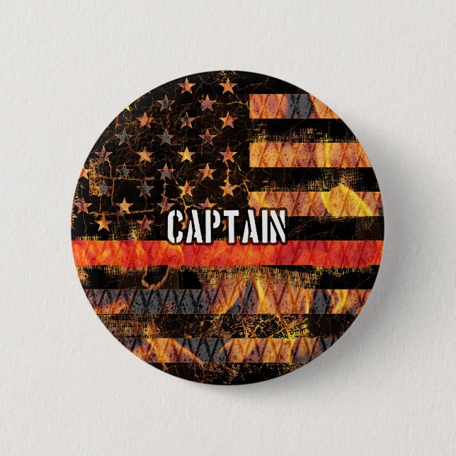 Badge Rond 5 Cm Captain Firefighter Flag (Devant)