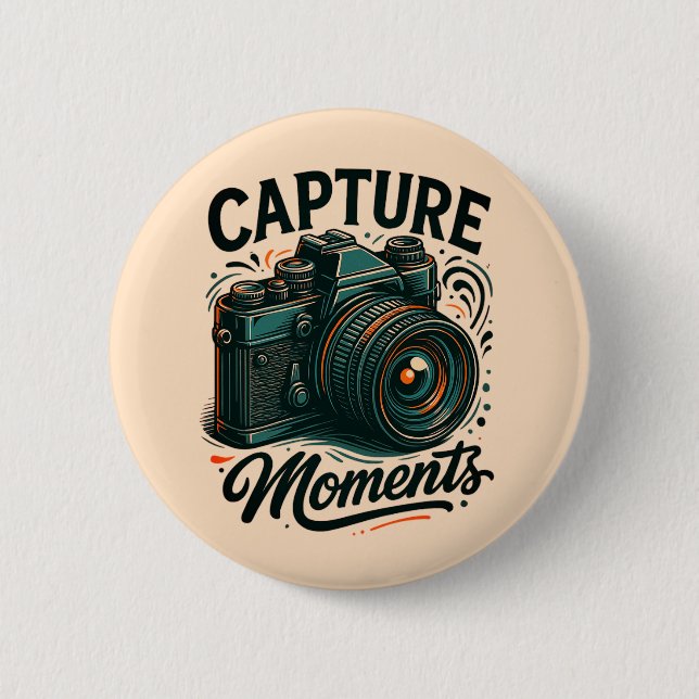 Badge Rond 5 Cm Capture Moments Camera Art Button (Devant)