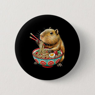 Badge Rond 5 Cm Capybara Aime Les Nouilles Capybara Manger Du Bram