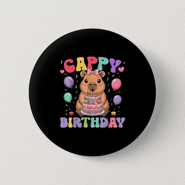 Badge Rond 5 Cm Capybara Birthday Girls Funny Birthday Kids Boys G (Devant)